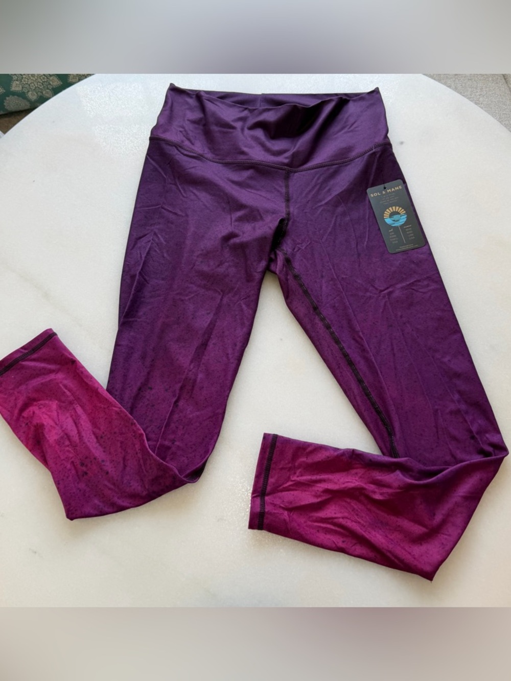 SOL & MANE ; Maroon Ocean Women's 7/8 Large High-Waist Leggings